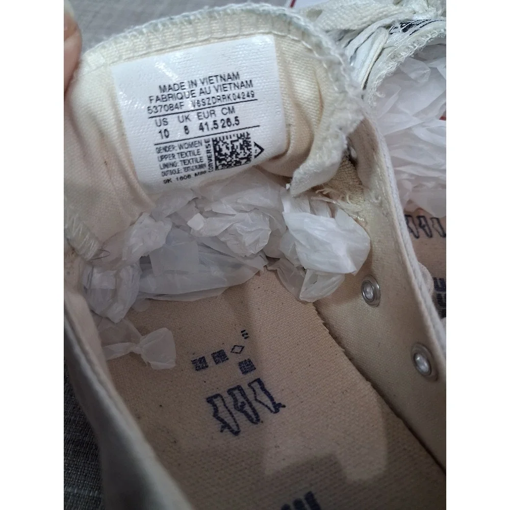 Converse Chuck Taylor All Star Shoreline White Canvas Slip On Sneakers Sz 10